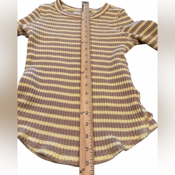 We The Free Pretty Little Thermal Long Sleeve Top Size Small Yellow Brown - Picture 13 of 13